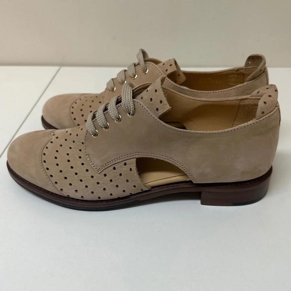 The Office of Angela Scott Mr Colin Cutout Suede Oxford Shoes Beige EU 37 US 7